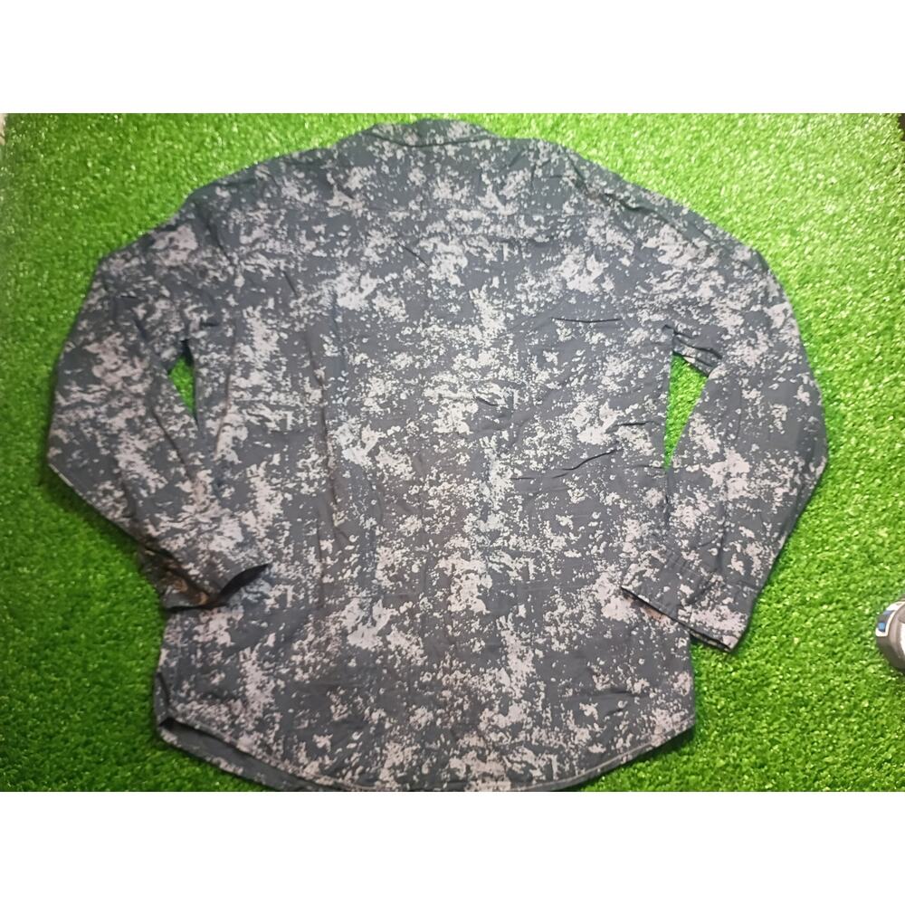 Tranquility Mayhem Men's Black Gray Abstract Camo Roll-Tab Long Sleeve Shirt lg - Picture 6 of 6